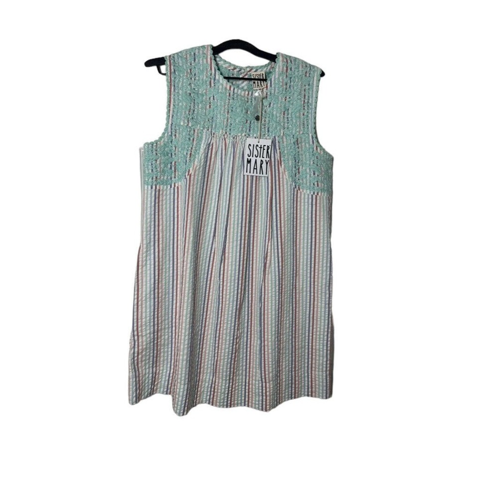 Sister Mary dress‎ Candy stripe floral embroidered Madelina Small NWT boho